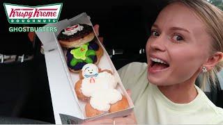 KRISPY KREME Ghostbusters doughnuts Cookies & Creme, Stay Puft Marshmallow Man, & Slimer review