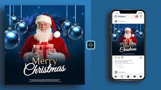 Merry Christmas Social Media Banner Post Design in Photoshop Tutorial