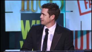 The Help's Tate Taylor accepts the 2012 WGAW Paul Selvin Award from Viola Davis & Octavia Spencer