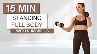 15 min STANDING DUMBBELL WORKOUT | Full Body | Plus Special Announcement!