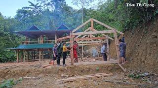 Timelapse Full video complete the girl build wooden house in the forest