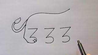 Lion Drawing With 333 Number | Lion Drawing 333