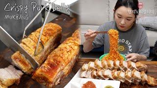 리얼먹방▶"크리스피 통삼겹" & 비빔면  맥주 안주로 최고ㅣCrispy Samgyeopsal (Porkbelly)ㅣREAL SOUNDㅣASMR MUKBANGㅣ