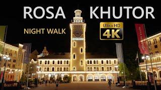 Rosa Khutor - Sochi Night Walking Tour - Russian Switzerland - 4K 60fps3D Binaural River Sounds