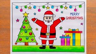 Merry Christmas drawing Easy / Santa Claus Drawing Easy / Christmas Tree Drawing /Christmas Drawing