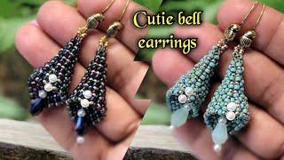 Cutie bell earrings tutorial/ Chenille Stitch earrings/beaded jewelry making