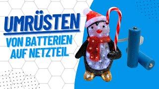 Weihnachtsbeleuchtung mit Netzteil statt Batterien – Dummy-Batterien im Test