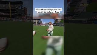 Mitch Wishnowsky boots the ceremonial first punt into McCovey Cove 