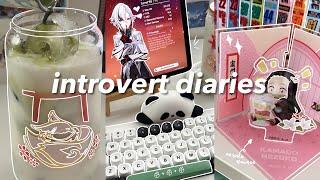 introvert diaries  making matcha latte, 19th birthday, demon slayer cafe, genshin