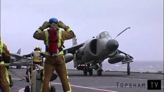 HMS Illustrious Sea Harrier flight deck flying operations