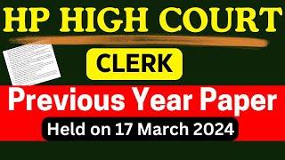 HP High Court Clerk PREVIOUS YER PAPER Held On 17 March 2024  #hphighcourt