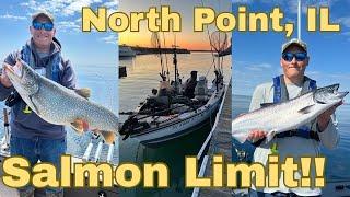 Salmon Limit! North Point, IL on Lake Michigan   Hot BITE!!!!  5/24/2025