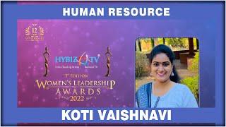 Vaishnavi - Human Resources Category Award || Women's Leadership Awards 2022 || Hybiz tv