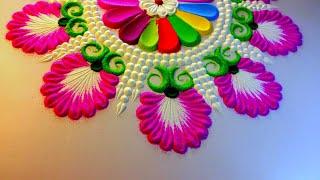 Diwali laxmipujan & Dhanteras special rangoli // Diya rangoli designs // rangoli by Vijaya
