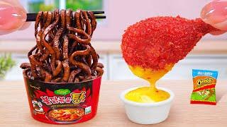 Korean Street Food  Miniature Cheetos Fried Chicken & Black Bean Noodles  Tina Mini Cooking