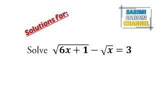 Solution for Equation of Square Root Question in 5 minutes (2)