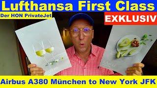 Lufthansa First Class A380 Munich MUC to JFK New York | Der HON PrivateJet #derhon