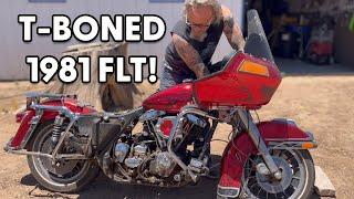 Wrecked this Red Harley 1981 FLT!