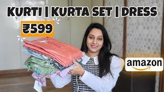 Amazon Kurta palazzo set haul | janasya kurti haul | co-ord sets | Kaftan kurti | Dress #amazonhaul