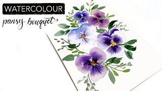 How To Paint A Watercolour Pansy Bouquet