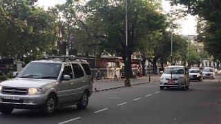 Motorcade of Sultan bin Mohammed Al-Qasami, the Emir of Sharjah in Trivandrum, India.