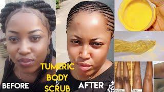 Diy Tumeric Body Scrub for Skin Lightening, Dark Spots & Stubborn Dark knuckles.... Result in 3Days.