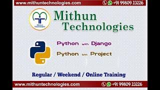 Python with Django , Database demo - Mithun Technologies - 9980923226