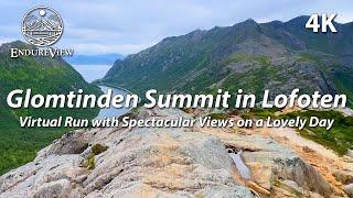 Virtual Run to Glomtinden Summit – Sunny Scenic Views in Lofoten, Norway 