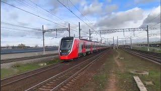 ЭС104-038 "Финист" сообщением: "Санкт-Петербург - Калище" на станции Ленинский Проспект!