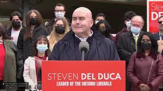 Ontario Liberal Leader Steven Del Duca makes an announcement in Hamilton