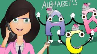 Five Little Alphabets Jumping On The Bed | Nursery Rhymes For Kids