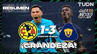 Resumen y goles | América 1-3 Pumas | Grita México BBVA AP2021 4tos Vuelta | TUDN