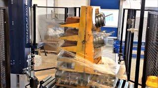 Упаковка паллет в стрейч-плёнку. Паллетообмотчик ROBOPAC с вращающимся столом.