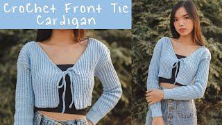 Crochet Ribbed Front Tie Cardigan Tutorial | Easy Crochet Cardigan | Chenda DIY