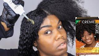 how i dye my hair black using creme of nature hair dye!