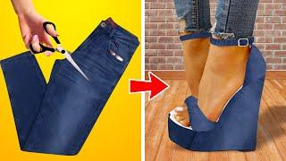 4 TRUQUES LEGAIS PARA TRANSFORMAR CALÇAS JEANS APERTADAS  DIY, TRUQUES, COSTURA, SAPATOS