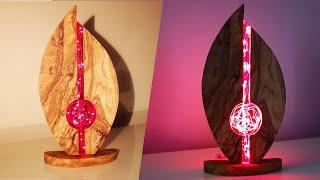 Night Lamp with Epoxy Resin and Red LED lights - Resin Art