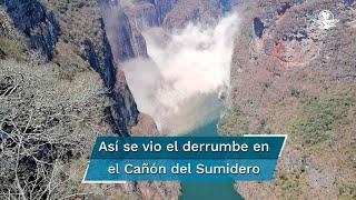 Se registra derrumbe en pared del Cañón del Sumidero