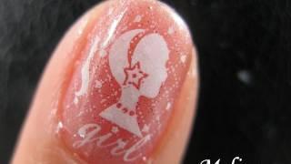 cute and easy Princess Barbie 7min Konad Manicure Nail Art Tutorial for Short Nails M71