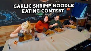 GARLIC SHRIMP NOODLE EATING CONTEST at Mlem Mlem Crab in Santa Ana, CA!! #RainaisCrazy