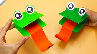 How to Make a FROGS Paper Puppet | Moving paper toys | Easy paper crafts