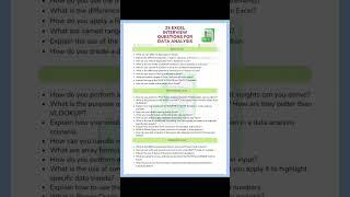  25 Excel Interview Questions for Data Analyst #Excel #DataAnalysis   #drnimishadavis