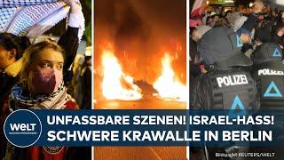 BERLIN: ISRAEL-HASS - SCHWERE KRAWALLE bei propalästinensischer Demo - Feuer & Gewalt - Festnahmen!