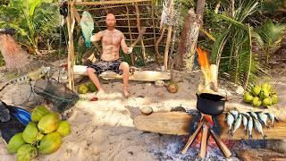 9-DAYS Survival Camping on a DESERT ISLAND - Surprised by KNIFE WIELDING Native Hunters!!!