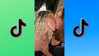 Tiktok lesbian couple, hot kiss, tiktok lesbian kiss