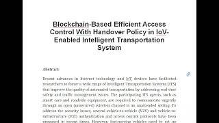 Blockchain Based Efficient Access Control With Handover Policy in IoV Enabled Intelligent Transporta