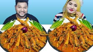 Spicy Huge Fish Curry And Rice Eating Challenge | Fish Curry Eating Competition | R+B Vlog