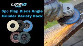 The NEW LINE10 Tools 5pc Flap Discs Angle Grinder Variety Pack with Threaded Arbors