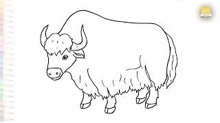 Yak easy drawing | Animal Art tutorial | How to draw A Yak step by step easily | #artjanag