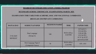 ap 10th public exams Time table 2025 | AP 10th class exams 2024-25|10th class public exam 2025 ap